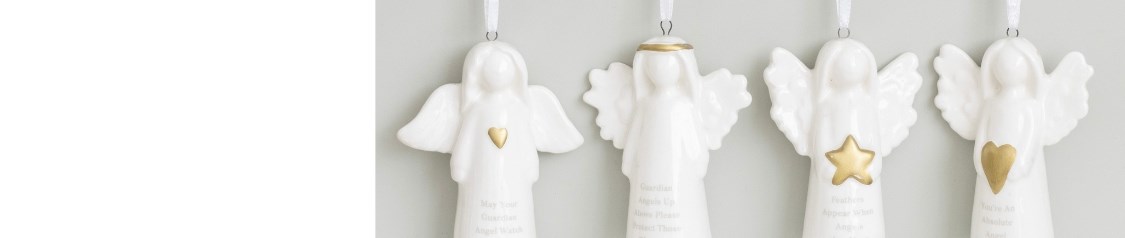 Sentimental angel-themed gifts and home decor symbolising protection and love. Includes angel wing ornaments, candles and keepsakes. Ideal for remembrance and spiritual gift displays. Ships worldwide with no order minimum.