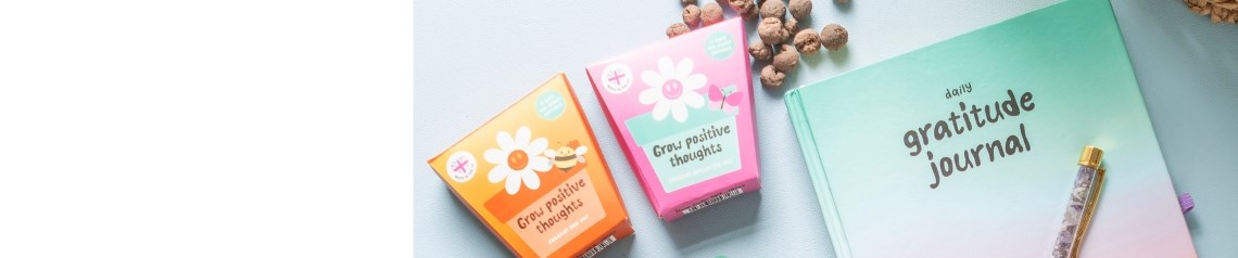 Bright and uplifting wholesale self-care gifts including gratitude journals and happy crystals. Designed to inspire positivity and boost mental wellbeing. Ideal for gift shops and wellness retailers.