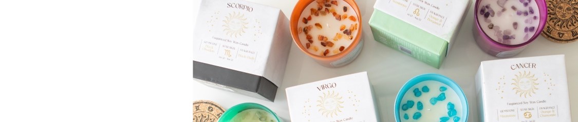 Crystal sets tailored to each zodiac sign to enhance personal strengths. Great astrology gifts with wellness appeal. Ready to retail with no MOQ.
