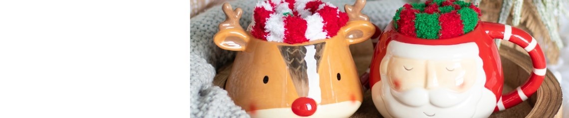 Wholesale festive mugs in novelty styles with colourful and cosy designs. Great for gifting and everyday winter use.