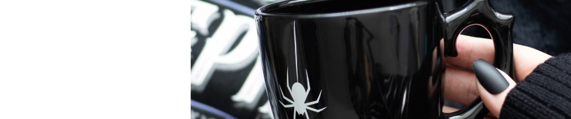 Wholesale spider themed Halloween decorations, mugs, jewellery and accessories. Perfect for seasonal and gothic displays.