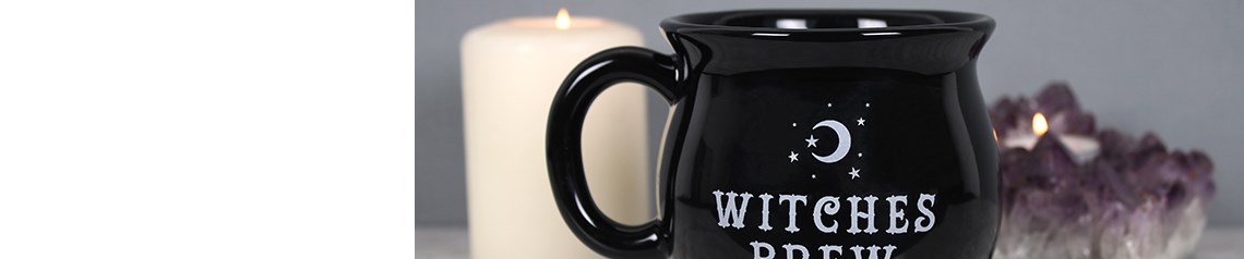 Wholesale Black Magic collection with contemporary gothic designs and witty slogans. Includes travel mugs, makeup bags, mirrors and shelves. Ideal for alternative lifestyle and gift shops. No minimum order and worldwide shipping.