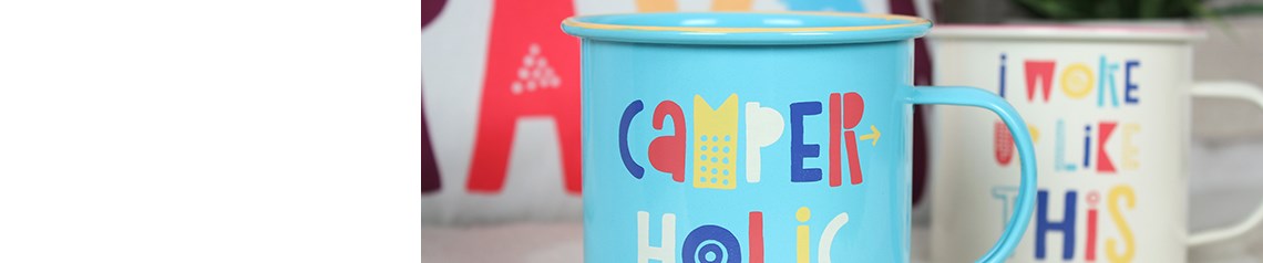 Wholesale camping gifts and homeware. Fun outdoor-inspired designs featuring campervan and caravan gifts.