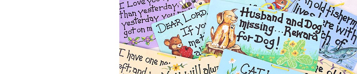 Hand-painted humorous signs with quirky quotes. Long-time bestsellers with broad appeal. Unique style and repeat-purchase potential. No MOQ, fast delivery.