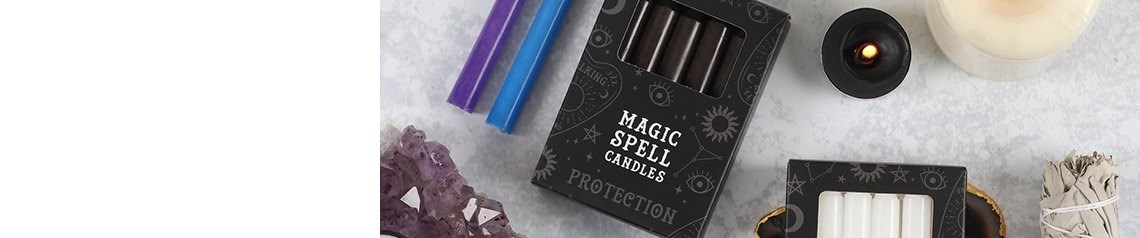 Wholesale spell candles in a wide range of colours, each with unique meanings and uses for candle magick rituals. Perfect for Wiccan, pagan and spiritual shops. No minimum order and worldwide shipping.