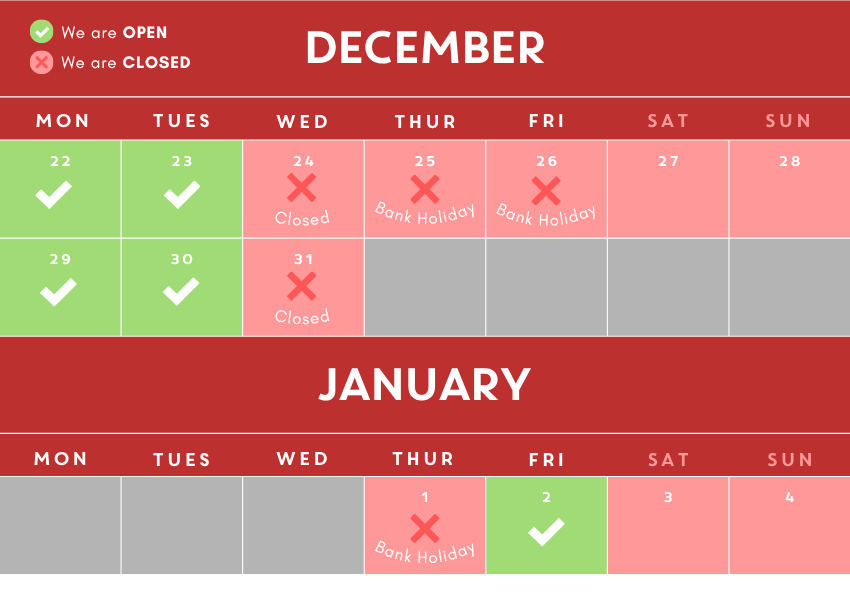 Christmas 2025 Opening Dates