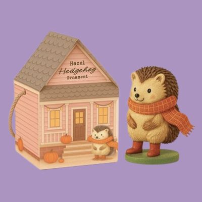 Hedgehog Ornament Product Packaging Example