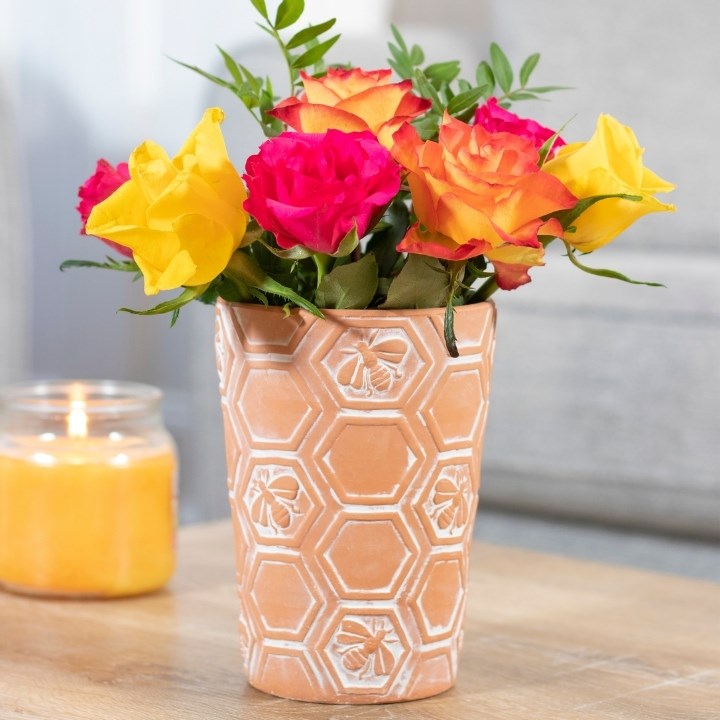 Large Terracotta Bee Pattern Plant Pot