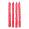 Set of 4 Red Debossed Taper Candles
