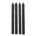 Set of 4 Black Debossed Taper Candles
