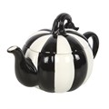 Black and White Striped Pumpkin Teapot