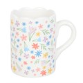 Spring Floral Print Scalloped Mug