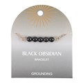 Black Obsidian Crystal Beaded Chain Bracelet