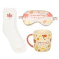 Kit de hibernação de outono com caneca, meias e máscara para os olhos