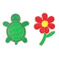Lote de 2 insignias con forma de tortuga y flor