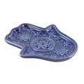 Dark Blue Hand of Hamsa Incense Holder and Trinket Dish