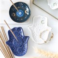 Dark Blue Hand of Hamsa Incense Holder and Trinket Dish