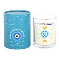 Under Watchful Eyes White Rose Candle with Crystals