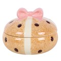 Smyckeskrin med lock i form av ett hot cross bun