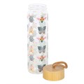 Floral Bug Print Glass Water Bottle