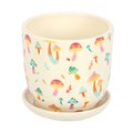 Funky Fungi Mushroom Print Plant Pot with Saucer