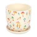 Funky Fungi Mushroom Print Plant Pot with Saucer