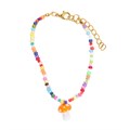Orange Mushroom Beaded Charm Bracelet
