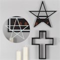 Black Framed Pentagram Mirror Shelf