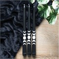 Set of 3 Black Magic Moon Phase Taper Candles 