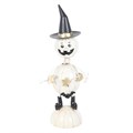 White Metal Pumpkin Man Ornament with Witch Hat