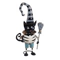 Metal Black Cat Ornament with Witch Hat