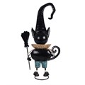 Metal Black Cat Ornament with Witch Hat