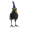 Metal Raven Ornament with Witch Hat