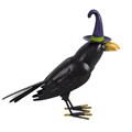 Metal Raven Ornament with Witch Hat