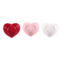 Juego de 3 portavelas con forma de corazón festoneado