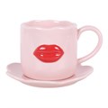 Taza y platillo con borde festoneado «It Was Only a Kiss»