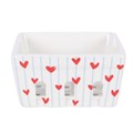 Cesta de cerámica para bayas con diseño de corazones a rayas