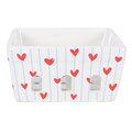 Cesta de cerámica para bayas con diseño de corazones a rayas