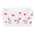 Cesta de cerámica para bayas con diseño de corazones a rayas