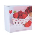 Cesta de cerámica para bayas con diseño de corazones a rayas