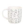 White Happy Cat Print Mug