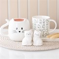 White Happy Cat Print Mug