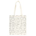 White Cat Print Polycotton Tote Bag
