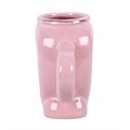 Tazza con medaglione a forma di cuore e bastoncino per mescolare a forma di chiave