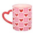 Love Yourself Checkered Mug with Heart Handle