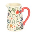 Cream Folk Print Ceramic Flower Jug