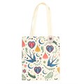 Cream Folk Print Polycotton Tote Bag