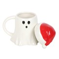 Ghost Shaped Mug with Santa Hat Lid