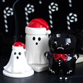 Ghost with Santa Hat Tealight and Incense Cone Holder