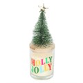 Holly Jolly Pine & Fir Glass Candle with Tree